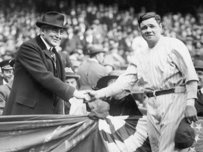 Almost a century ago, President Warren Harding was pictured shaking hands with Babe Ruth at Yankee Stadium.