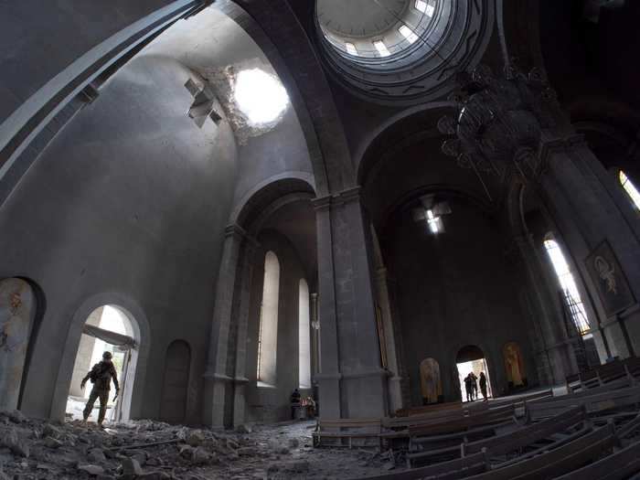 Armenia accused Azerbaijan on Thursday of shelling a historic cathedral in Nagorno-Karabakh.