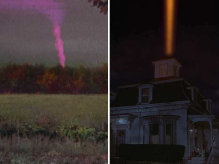 Different colored smoke comes out of the book throughout the film.