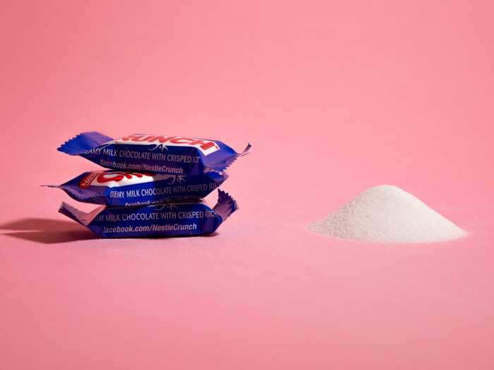 Three mini Crunch bars contain 3.5 teaspoons of sugar.