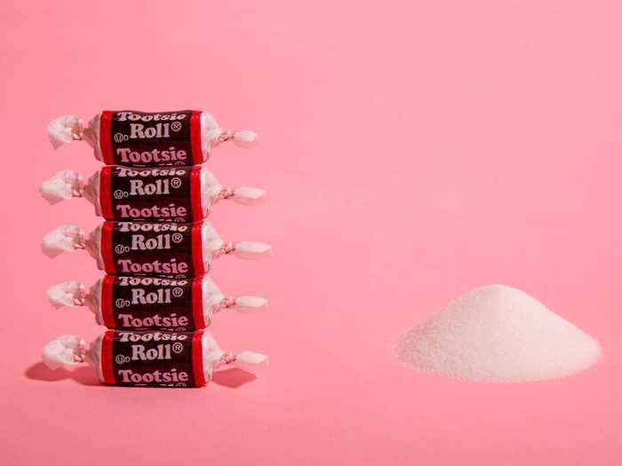 A serving size of Tootsie Roll "Midgees" has 3.5 teaspoons of sugar.