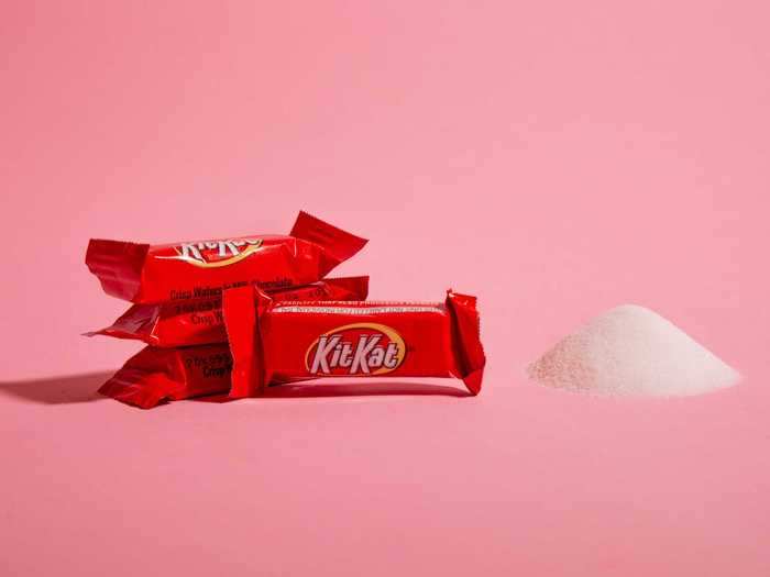 Four Kit Kat miniatures contain 3.5 teaspoons of sugar.