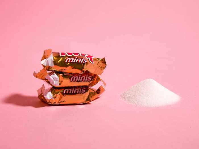 There are 3 teaspoons of sugar in three Twix minis.