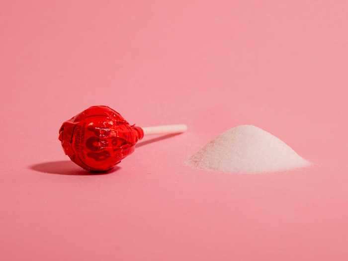 One Tootsie Pop contains 2.25 teaspoons of sugar as well.