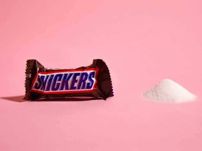 One fun-size Snickers bar contains just over 1.5 teaspoons of sugar.