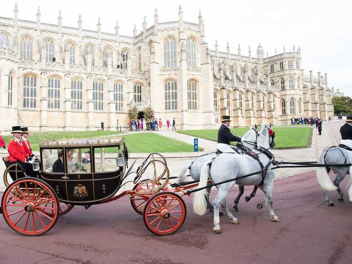 After the ceremony, Eugenie and Brooksbank were whisked away in their own wedding carriage, which looked something straight out of a fairytale.