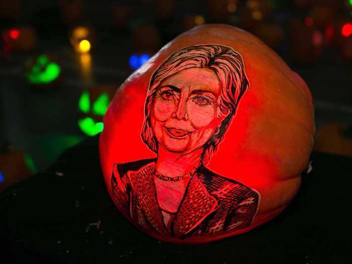 Hillary Clinton appeared on this pumpkin in California.