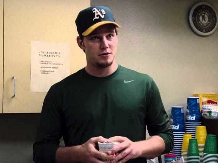 In "Moneyball" (2011), he was Scott Hatteberg.