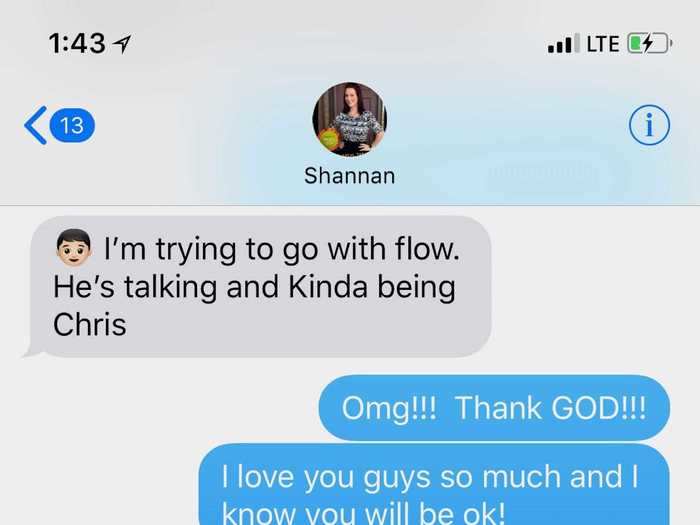 August 9, 2018: Shanann leaves for a business trip to Arizona. On the way there, she tells a friend that she had her "best talk yet" with Chris the night before.