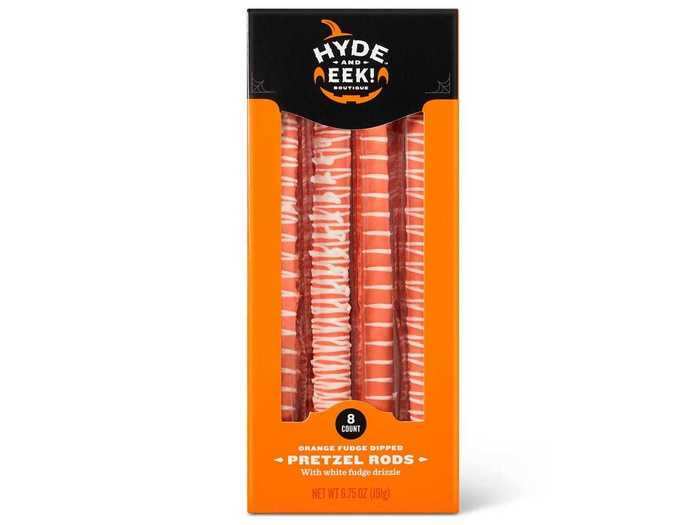 These Hyde and EEK pretzel rods make for a delicious Halloween snack.