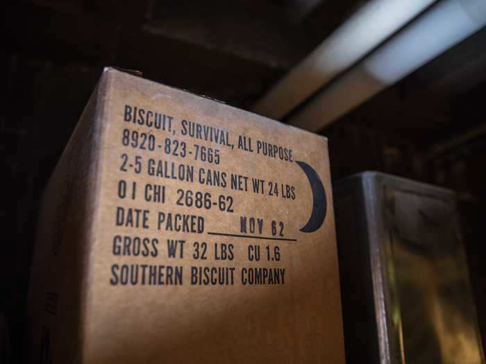 Boxes of survival foods can also still be found in the basement.