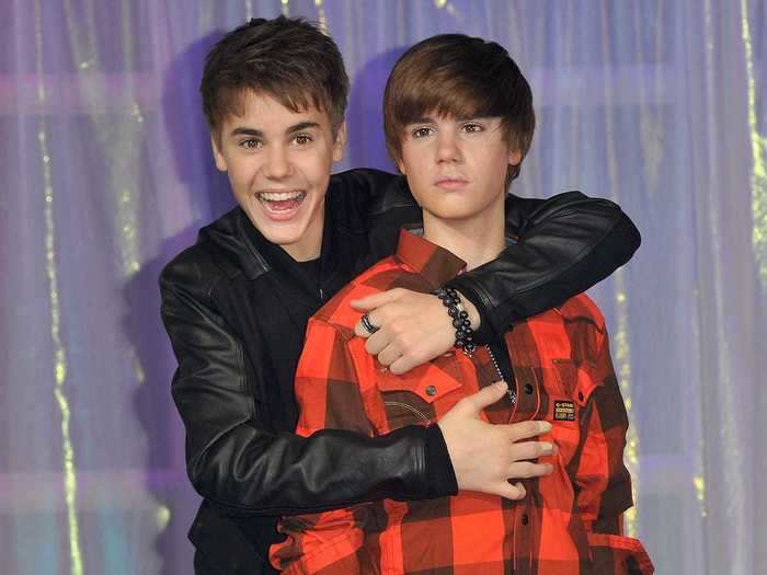 Justin Bieber hugged his wax figure at Madame Tussauds London.