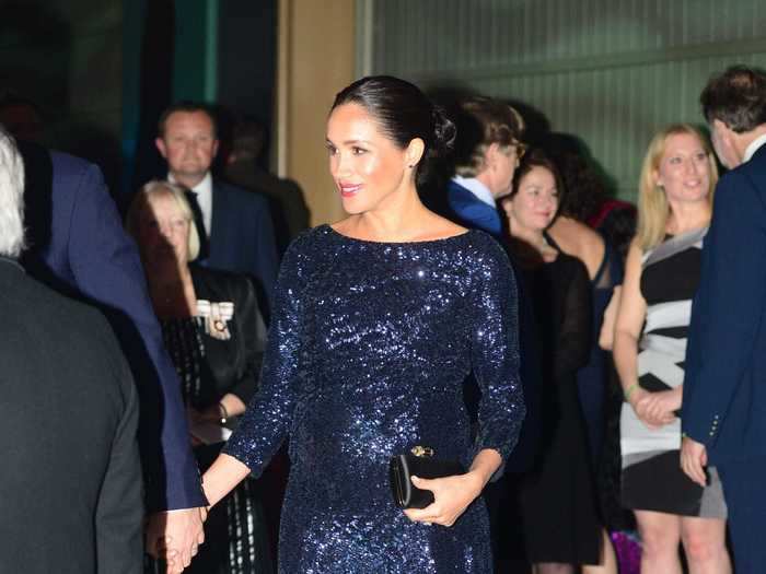 Meghan Markle wore a $5,595 sparkly blue gown by Roland Mouret to a Cirque du Soleil performance in 2019.