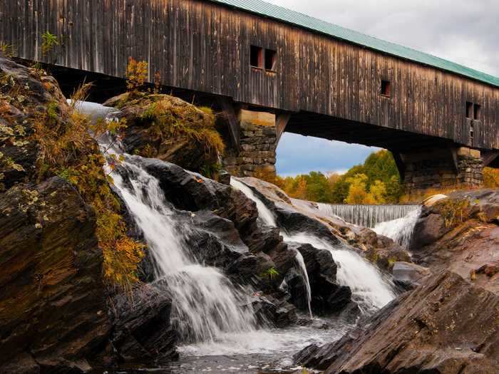 Floods and fires destroyed the four bridges that preceded Bath Covered Bridge in Bath, New Hampshire.