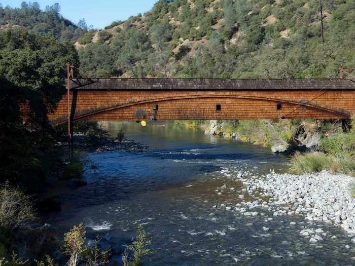 The Bridgeport Covered Bridge in Nevada County, California, is the longest single-span wood truss bridge in the world.