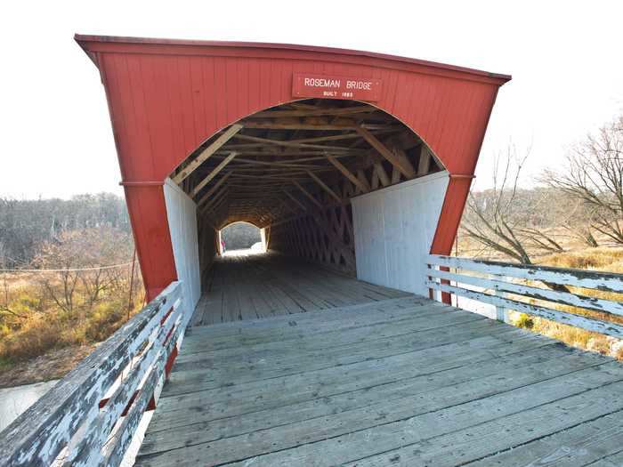 The Roseman Covered Bridge in Winterset, Iowa, is Hollywood famous and reportedly haunted.