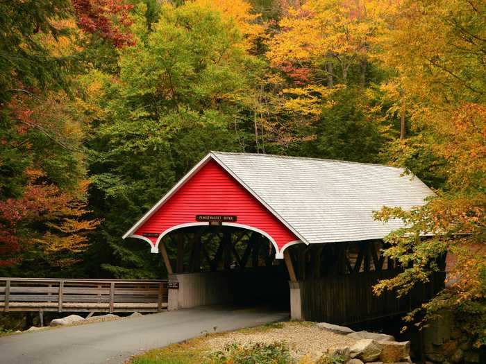 The Flume Covered Bridge in Lincoln, New Hampshire, is named after a nearby gorge.