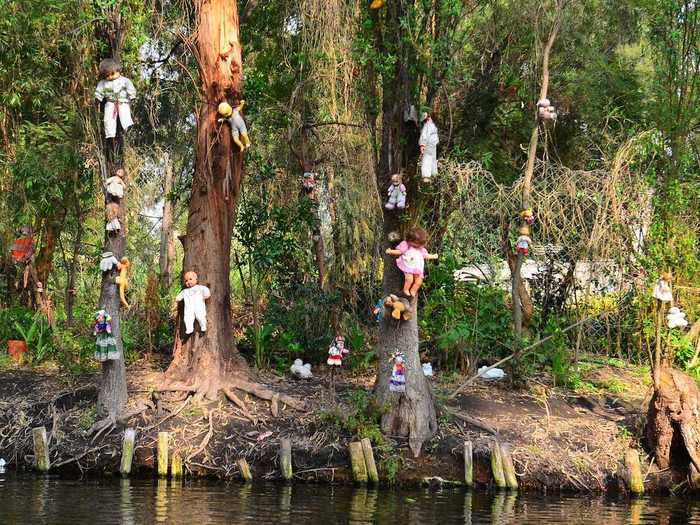 Isla de las Munecas, or "The Island of Dolls," in Mexico is reportedly haunted by the spirit of a young girl who drowned there.