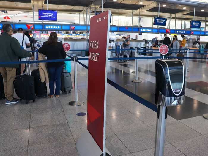 It starts with a hand sanitizer station at the start of the line...