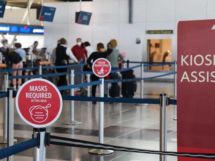 Those who need to check a bag or go to the ticket counter will immediately notice signage and reminders along the lines to help ensure social distancing from start to finish.