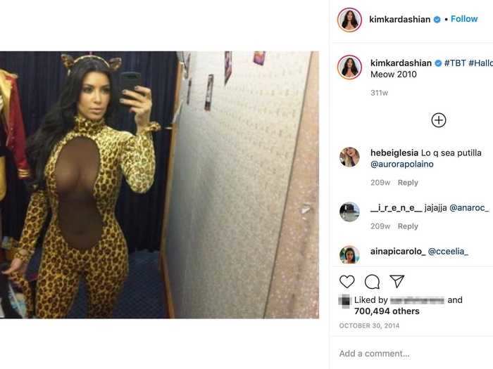 Cat costumes can be overdone, but Kim Kardashian West made her outfit stand out in 2010.