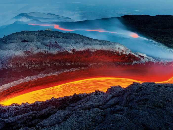 The same goes for lava like this dramatic flow along the side of Mount Etna.