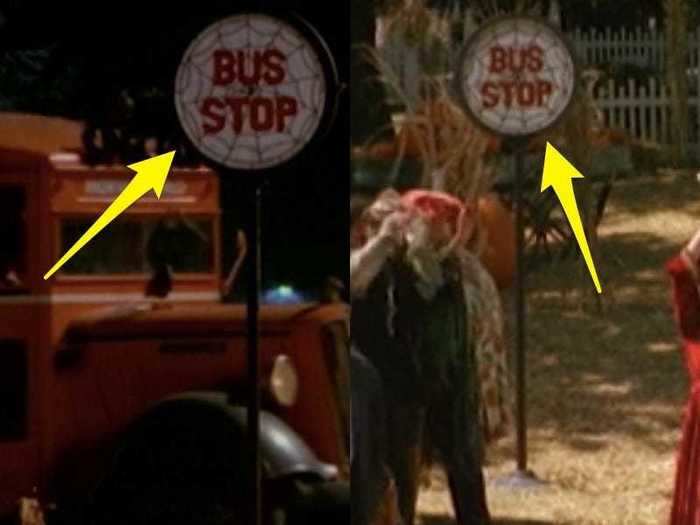 The bus sign in the mortal realm looks identical to the one in Halloweentown.