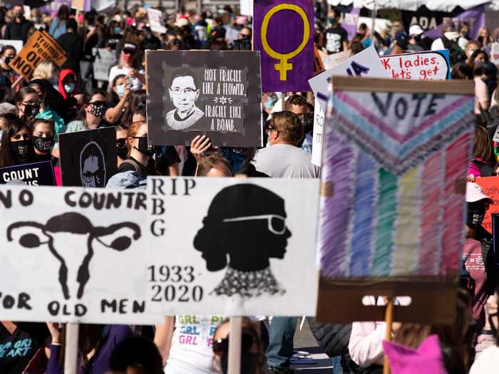 Ginsburg proved to be a huge motivator for the march attendees, who carried signs featuring her picture and signature accessories in her honor.