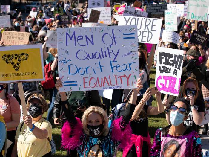 Thousands of protesters came out rallying for women