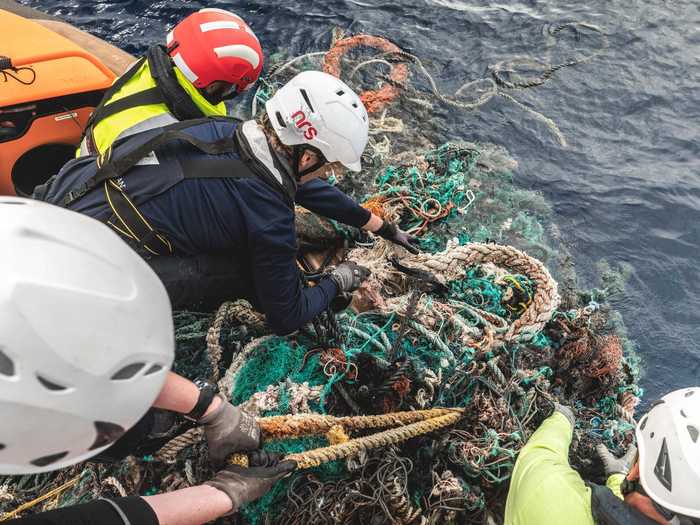 Plastic in oceans tend to form large systems like the Great Pacific Garbage Patch and break down into microplastics, which can be harmful to marine life and eventually people.