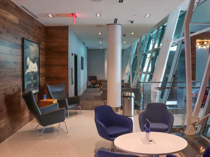 This premium lounge is one of 12 in Terminal 4 and building it required an extension of the terminal itself.