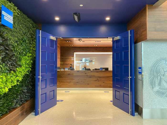 The famous blue doors welcome passengers to the newest addition to Terminal 4 at JFK International Airport.