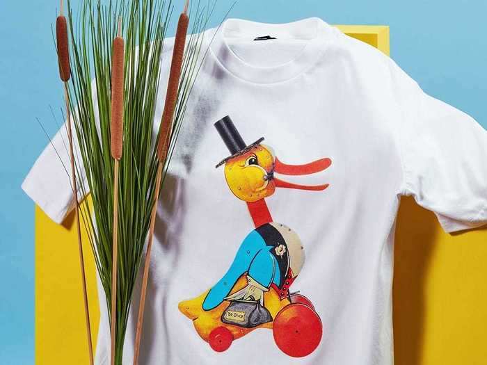 Some of the merchandise go way back, like a t-shirt with Fisher-Price