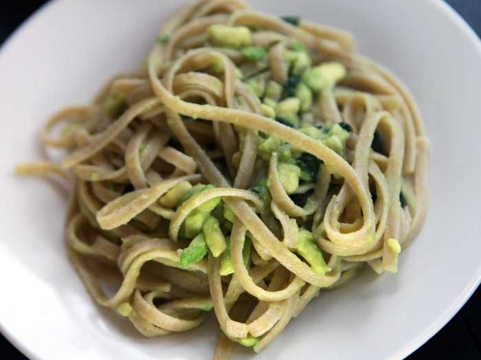 Adding avocado to pasta sauce can make it creamy and light.