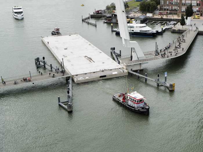 The pontoons, which actually come in contact with the water, are made of concrete.