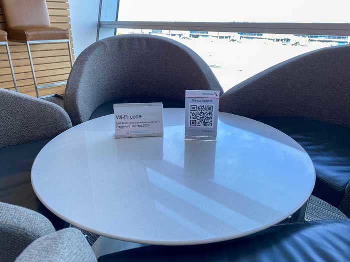 On each table is also a QR code that passengers can scan to bring up the lounge