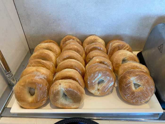 Most of the items come pre-packaged, including bagels...