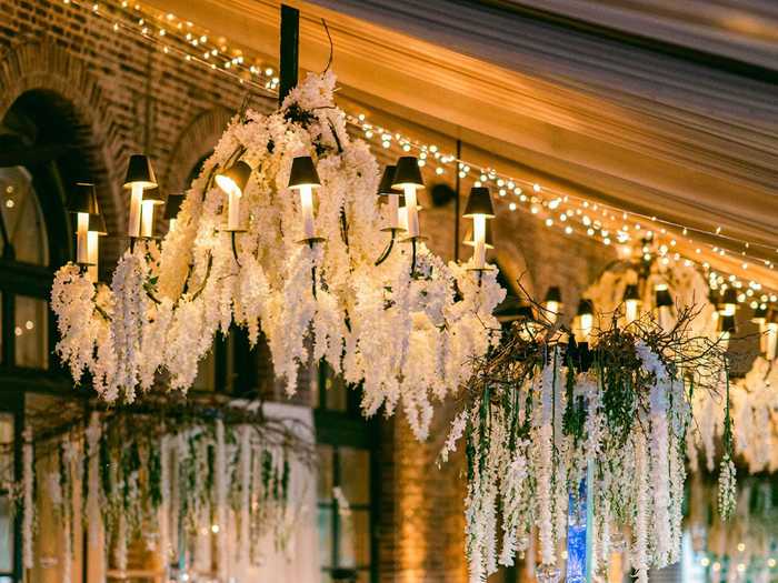 The reception space was covered with flowers.