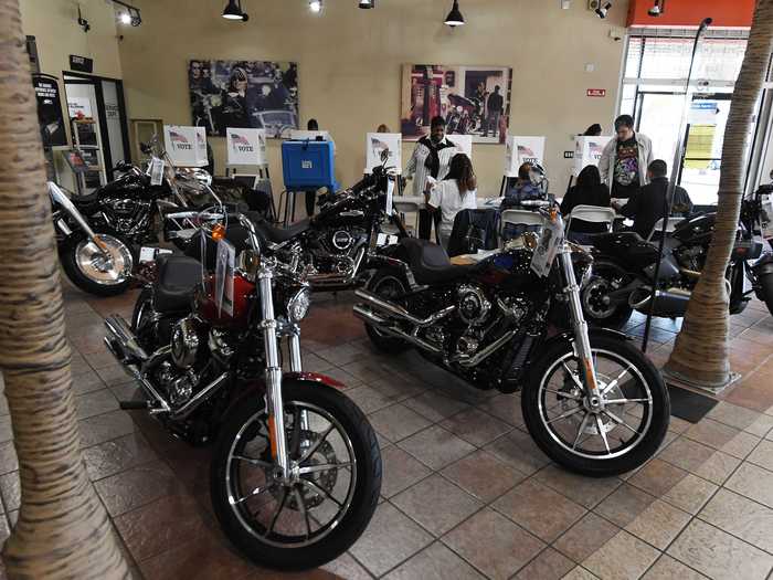In the 2018 midterm elections, a Harley Davidson dealership in Long Beach, California, turned into a polling place.