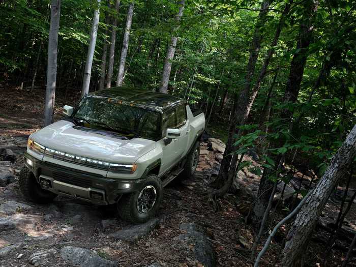 The Hummer EV Edition 1 boasts front and rear underbody cameras to help drivers tackle challenging terrain and choose the best path over obstacles.