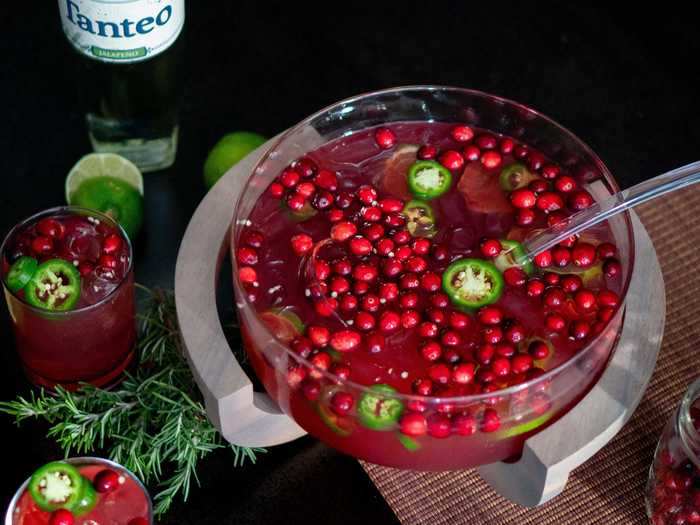 Made with tequila, this red and green punch is perfect for lovers of spicy drinks.