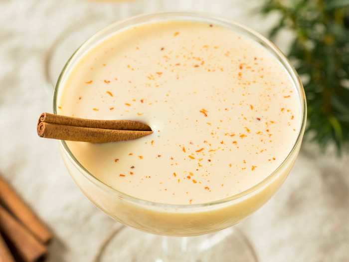 An eggnog martini is a more upscale spin on the classic holiday drink.