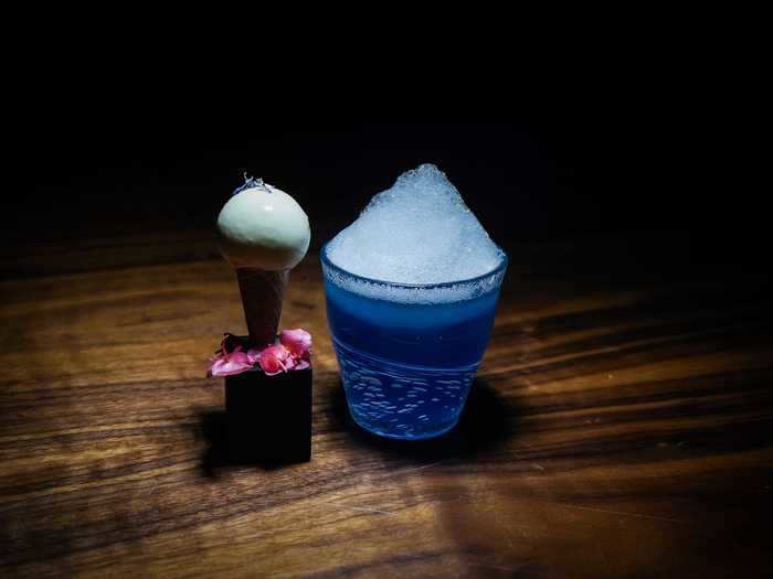 The Hiroki Sky, from Queensyard in Hudson Yards, New York City, is a spicy cocktail inspired by a book written by Japanese Chef Hiroki Yoshitake.