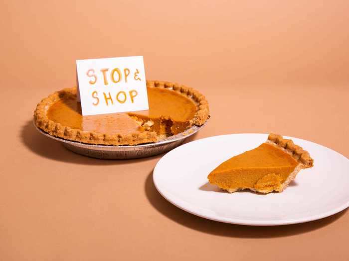 While the pumpkin pie from Stop & Shop looked almost identical to the Key Food pie, which we tried later, the two desserts couldn