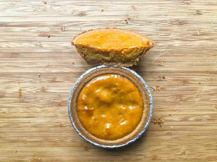 Sweetened condensed milk formed a thick, plastic-like layer on top of the pie.