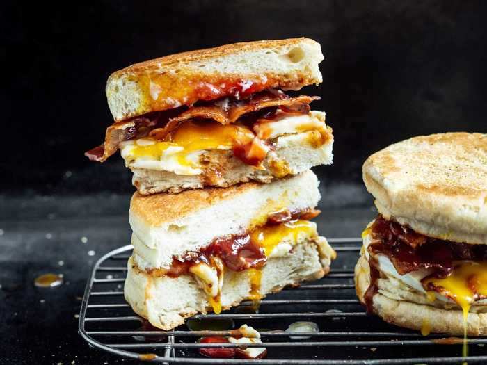 Or start your morning off with a bacon and egg muffin inspired by McDonald