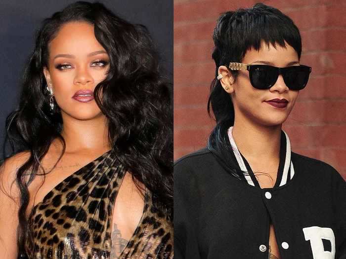 Rihanna, on the other hand, went for a more drastic look with her dark mullet in 2013.