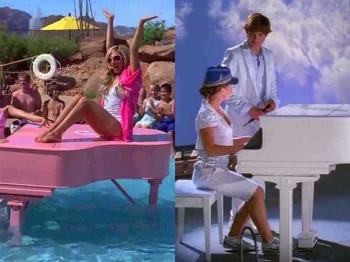 In "HSM 2," the pink piano used in Sharpay