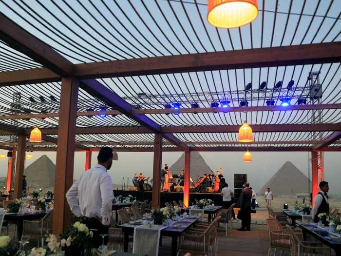 The new 9 Pyramids Lounge sits on a 14,434-square foot plot of land with views of the Great Pyramids of Giza.