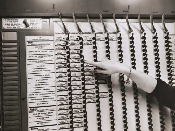 Before modern touch-screen voting machines, there were vintage versions called lever machines.